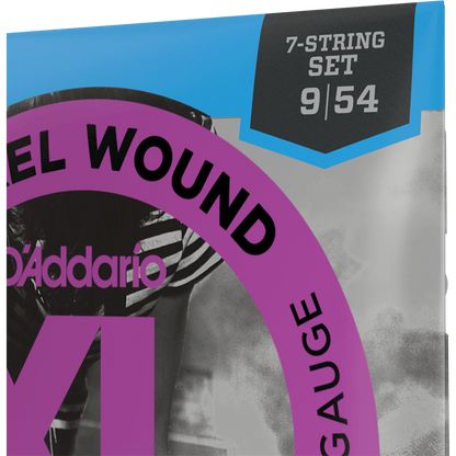 D'Addario XL Nickel Wound Electric Guitar Strings – 7 String – Super Light – 9-54
