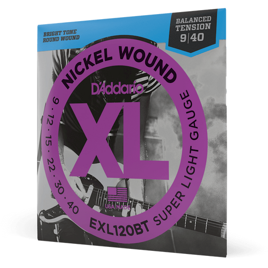 D'Addario XL Nickel Wound Electric Guitar Strings – Balanced Tension Super Light – 9-40