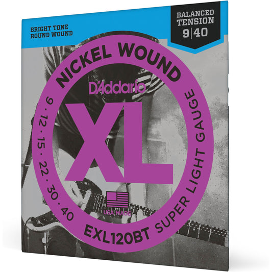 D'Addario EXL120BT Nickel Wound Electric Guitar Strings, Balanced Tension Super Light, 09-40