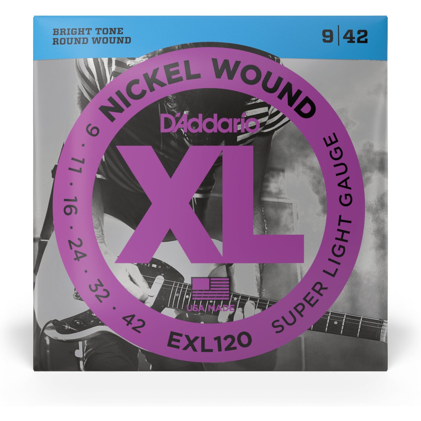 D'Addario EXL120 Nickel Wound Electric Guitar Strings, Super-Light, 09-42