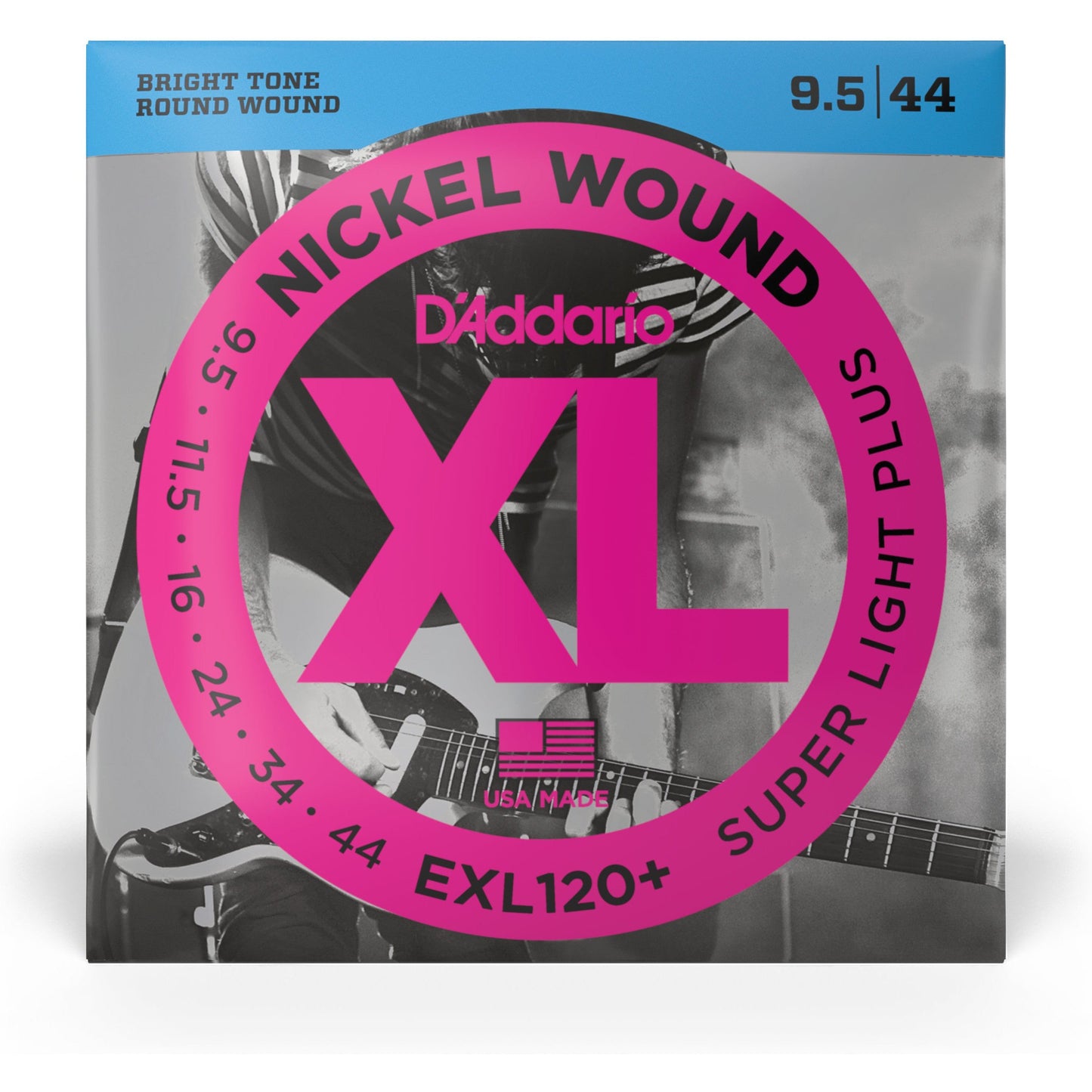 D'Addario EXL120+ Nickel Wound Electric Guitar Strings, Super Light Plus, 9.5-44