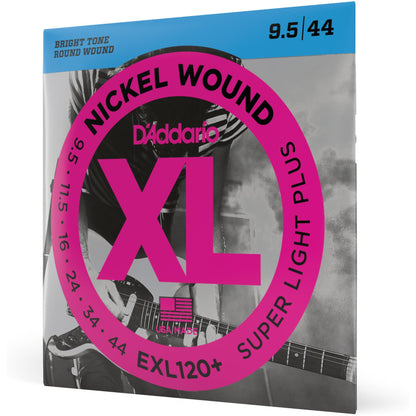 D'Addario EXL120+ Nickel Wound Electric Guitar Strings, Super Light Plus, 9.5-44