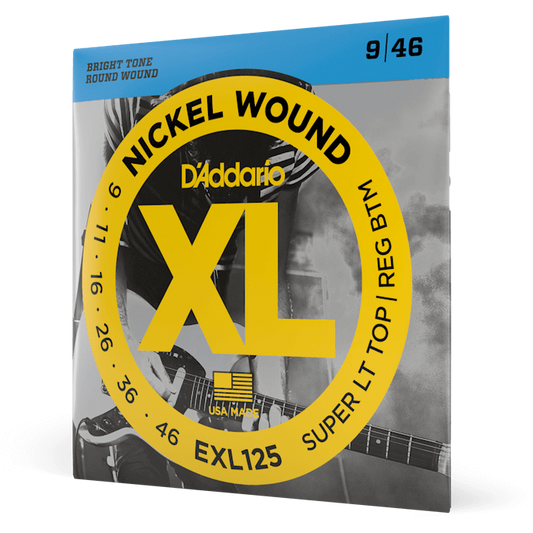 D'Addario XL Nickel Wound Electric Guitar Strings – Super Light Top/Regular Bottom – 9-46