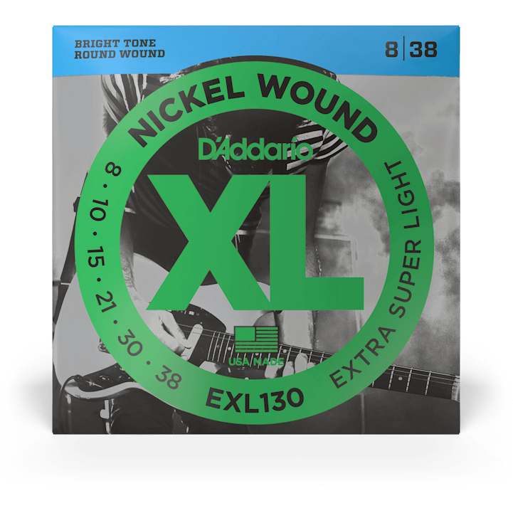 D'Addario XL Nickel Wound Electric Guitar Strings – Extra Super Light – 8-38