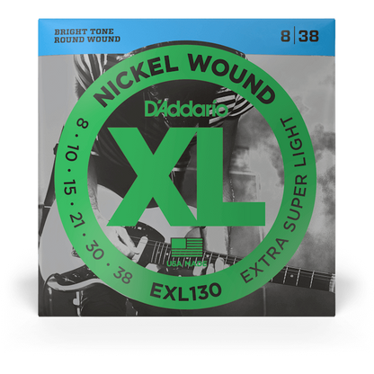 D'Addario XL Nickel Wound Electric Guitar Strings – Extra Super Light – 8-38