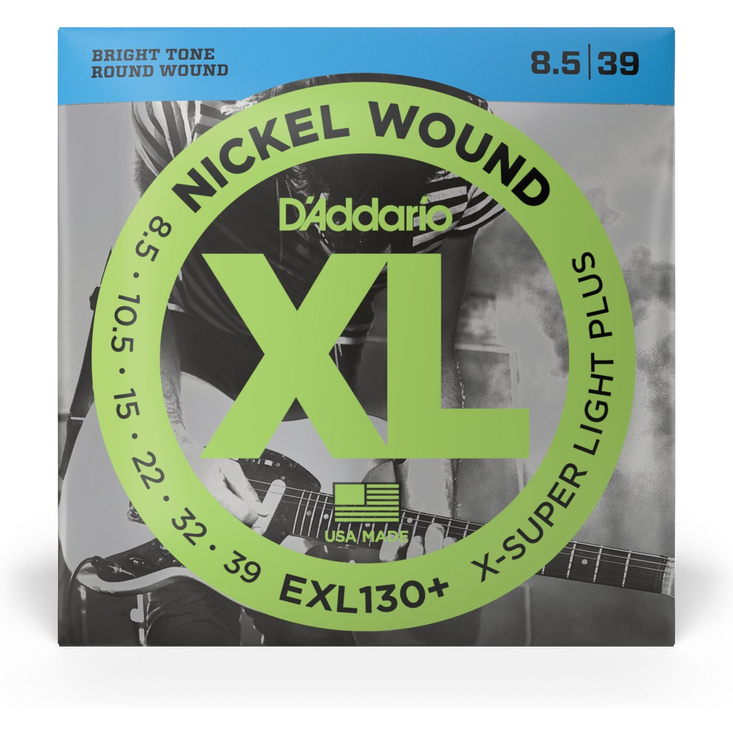 D'Addario EXL130+ Nickel Wound Electric Guitar Strings, Extra-Super Light Plus, 8.5-39