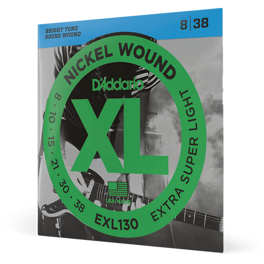 D'Addario XL Nickel Wound Electric Guitar Strings – Extra Super Light – 8-38