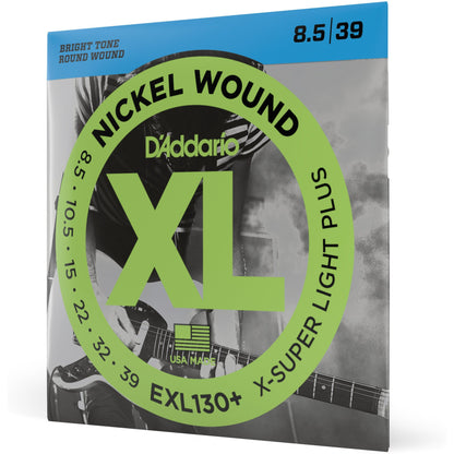 D'Addario EXL130+ Nickel Wound Electric Guitar Strings, Extra-Super Light Plus, 8.5-39