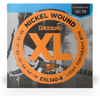 D'Addario EXL140-8 8-String Nickel Wound Electric Guitar Strings, Light Top/Heavy Bottom, 10-74