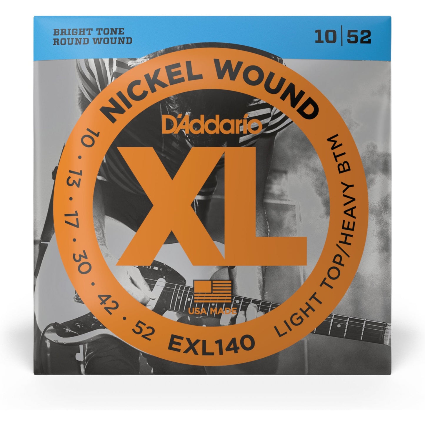 D'Addario EXL140 Nickel Wound Electric Guitar Strings, Light Top/Heavy Bottom, 10-52