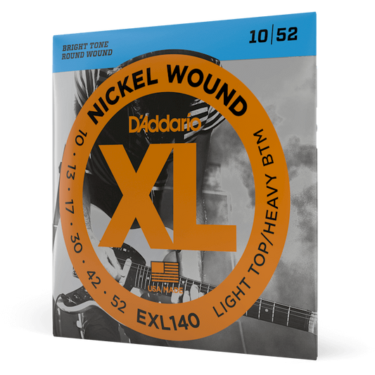 D'Addario XL Nickel Wound Electric Guitar Strings – Light Top/Heavy Bottom – 10-52
