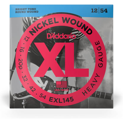 D'Addario EXL145 Nickel Wound Electric Guitar Strings, Heavy, 12-54 with Plain Steel 3rd