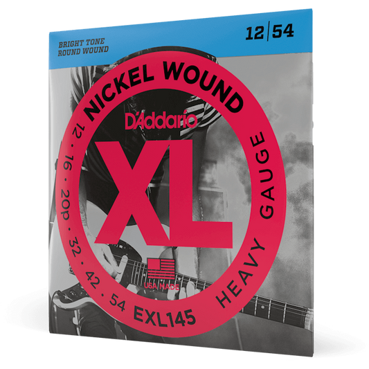 D'Addario XL Nickel Wound Electric Guitar Strings – Plain Steel 3rd – Heavy – 12-54