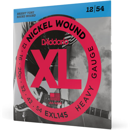 D'Addario EXL145 Nickel Wound Electric Guitar Strings, Heavy, 12-54 with Plain Steel 3rd