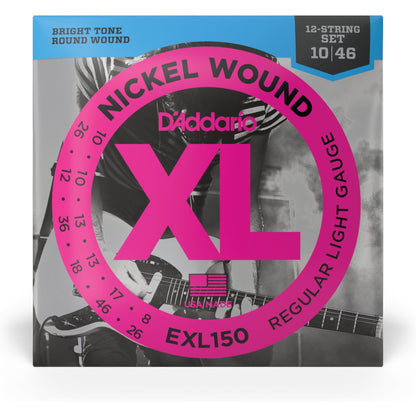 D'Addario EXL150 Nickel Wound Electric Guitar Strings, 12-String, Regular Light, 10-46