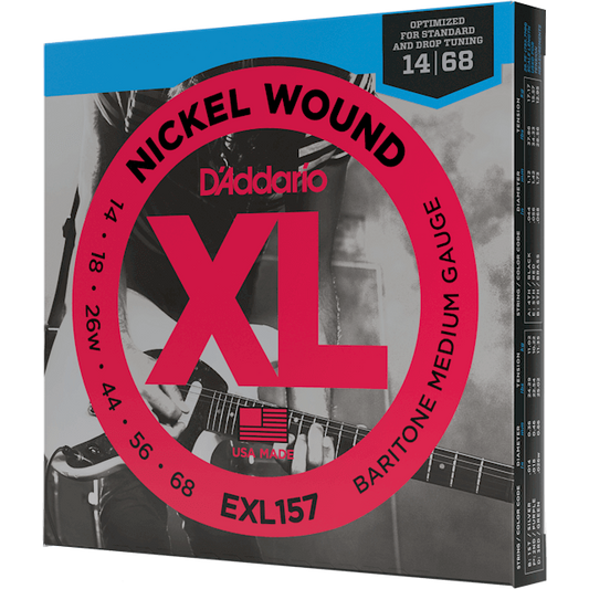 D'Addario XL Nickel Wound Electric Guitar Strings – Baritone Medium – 14-68