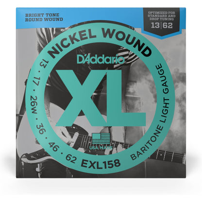 D'Addario EXL158 Nickel Wound Electric Guitar Strings, Baritone Light, 13-62