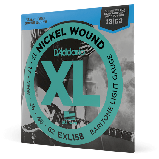 D'Addario XL Nickel Wound Electric Guitar Strings – Baritone Light – 13-62
