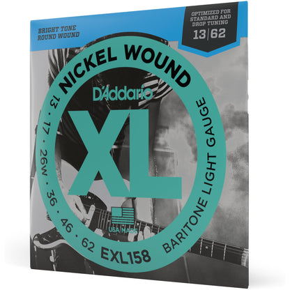 D'Addario EXL158 Nickel Wound Electric Guitar Strings, Baritone Light, 13-62