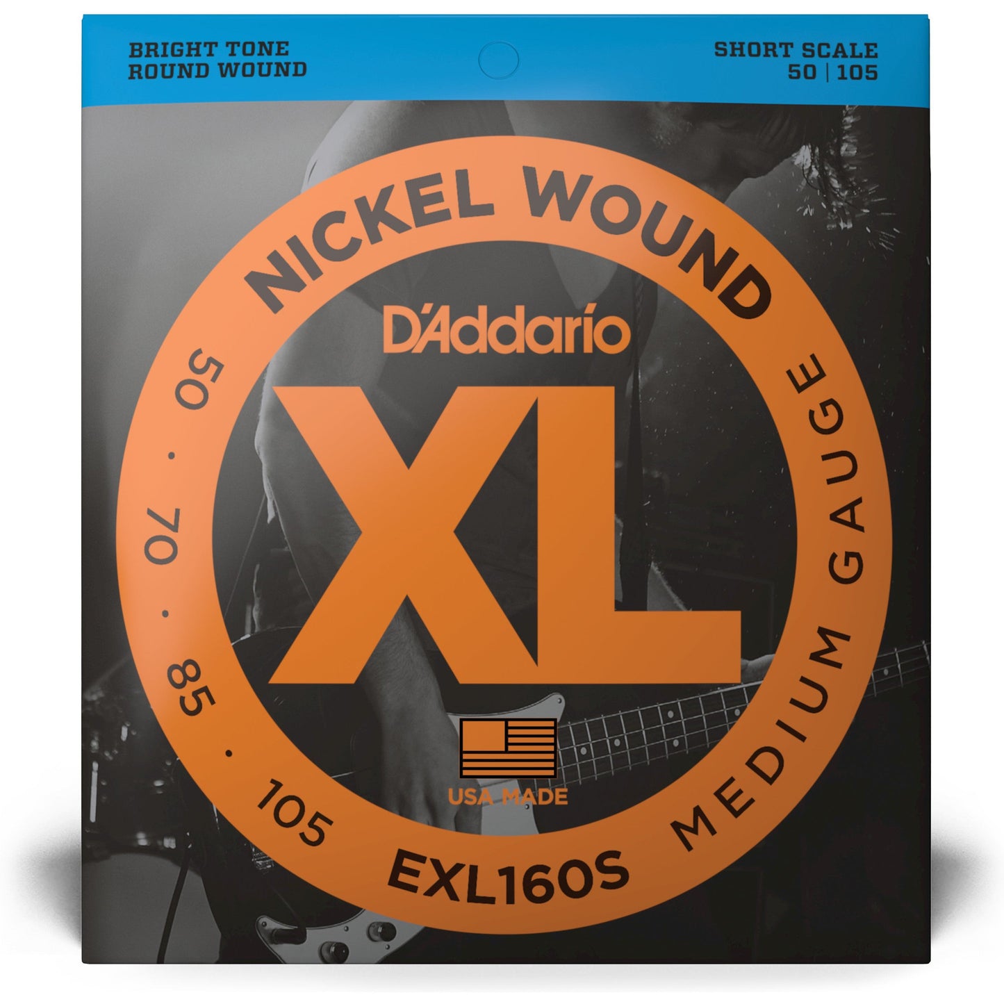 D'Addario EXL160S Nickel Wound Bass Guitar Strings, Medium, 50-105, Short Scale