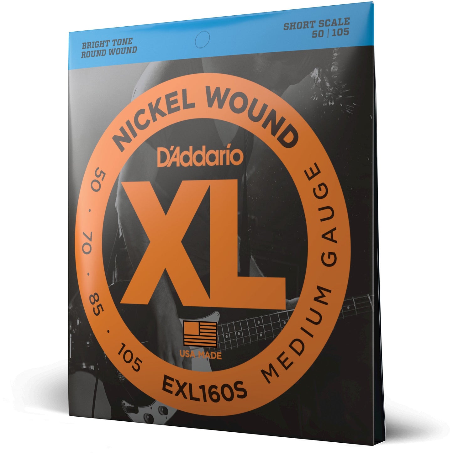 D'Addario EXL160S Nickel Wound Bass Guitar Strings, Medium, 50-105, Short Scale