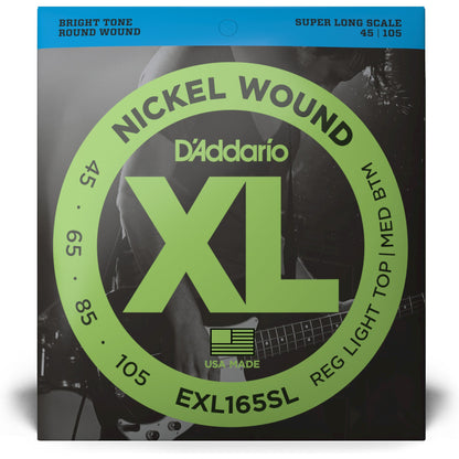 D'Addario EXL165SL Nickel Wound Bass Guitar Strings, Custom Light, 45-105, Super Long Scale