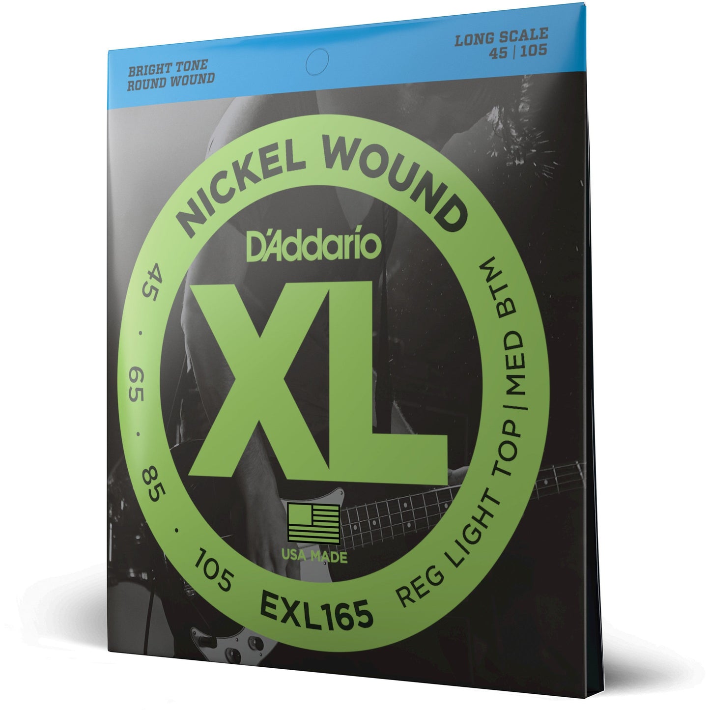 D'Addario EXL165 Nickel Wound Bass Guitar Strings, Custom Light, 45-105, Long Scale