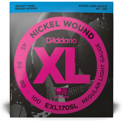 D'Addario EXL170SL Nickel Wound Bass Guitar Strings, Light, Super Long Scale