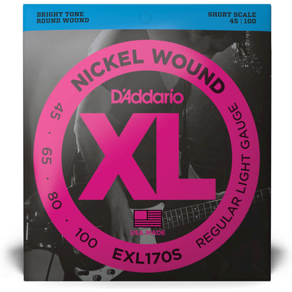 D'Addario EXL170S Nickel Wound Bass Guitar Strings, Light, 45-100, Short Scale