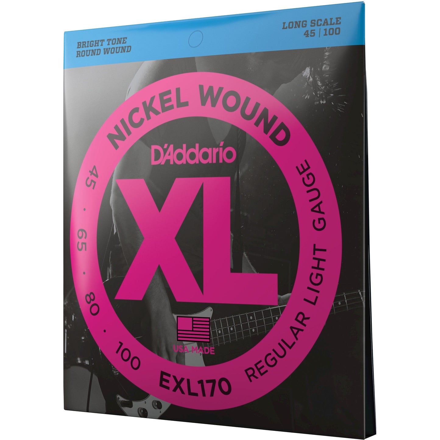 D'Addario EXL170 Nickel Wound Bass Guitar Strings, Light, 45-100, Long Scale