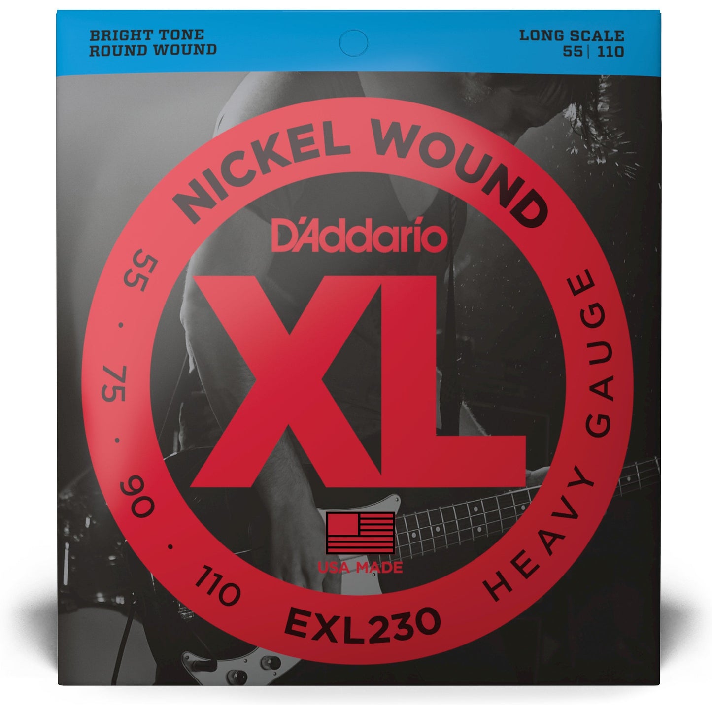 D'Addario EXL230 Nickel Wound Bass Guitar Strings, Heavy, 55-110, Long Scale