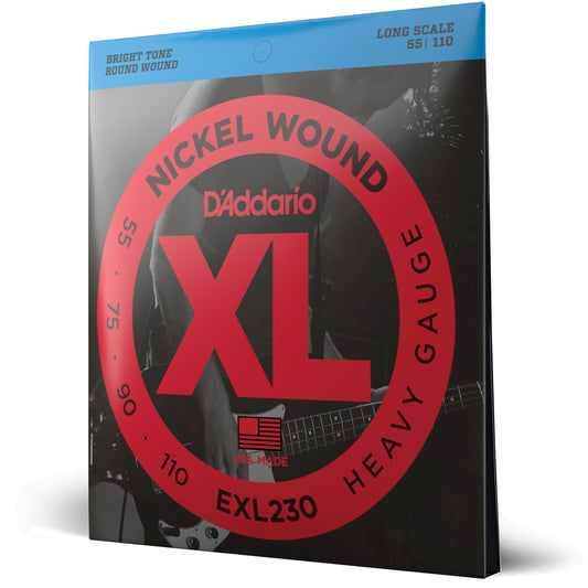 D'Addario EXL230 Nickel Wound Bass Guitar Strings, Heavy, 55-110, Long Scale