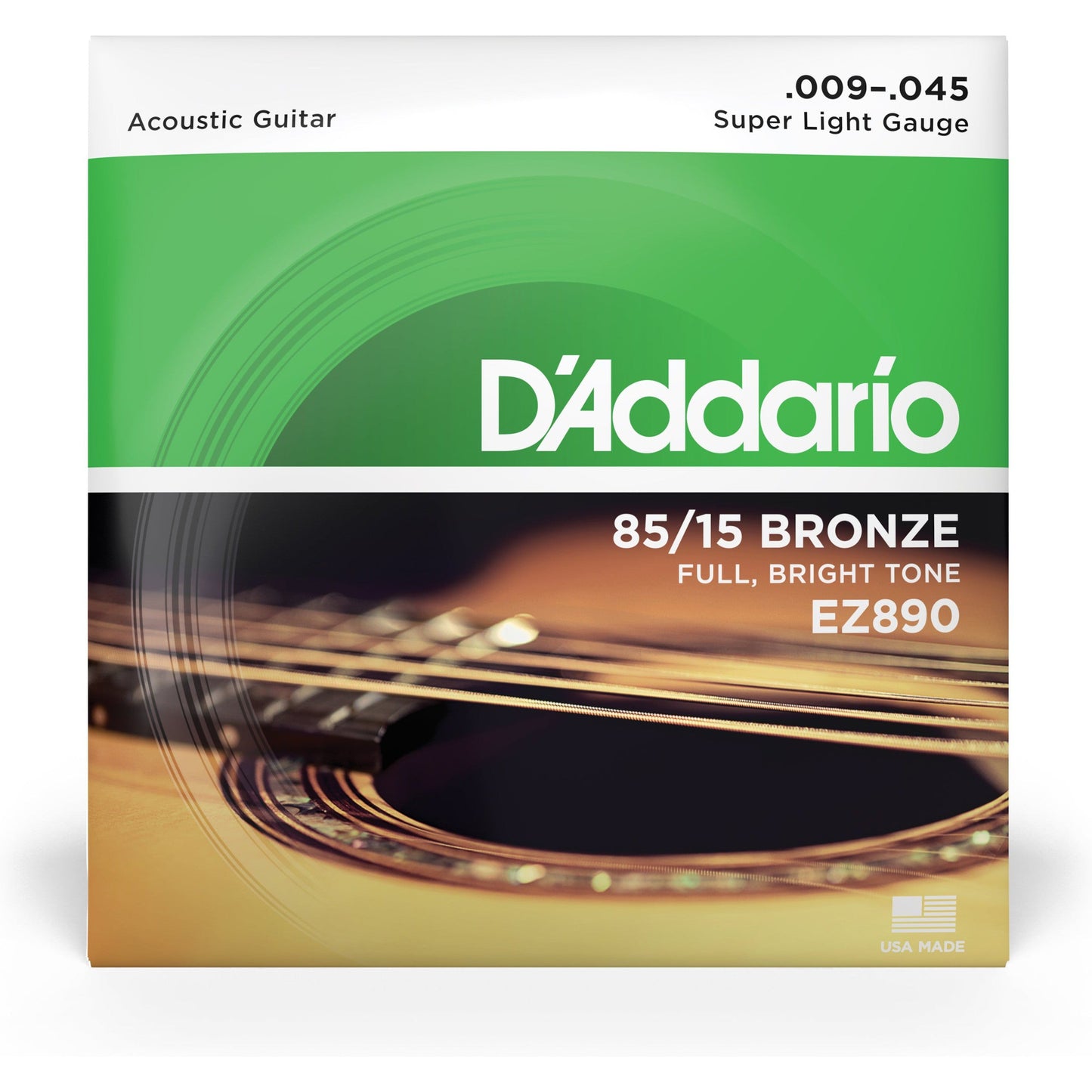 D'Addario EZ890 85/15 Bronze Acoustic Guitar Strings, Super Light, 9-45