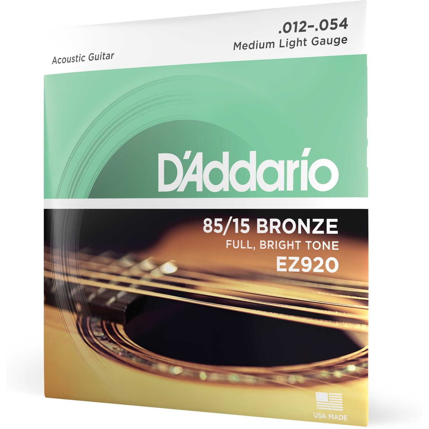 D'Addario EZ920 85/15 Bronze Acoustic Guitar Strings, Medium Light, 12-54