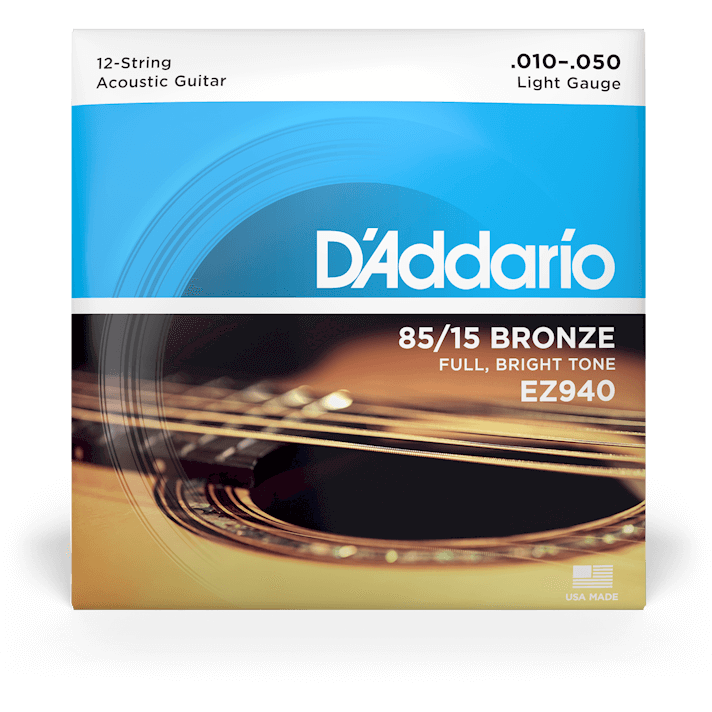 D'Addario 85/15 Bronze Acoustic Guitar Strings – 12 String – Light – 10-47