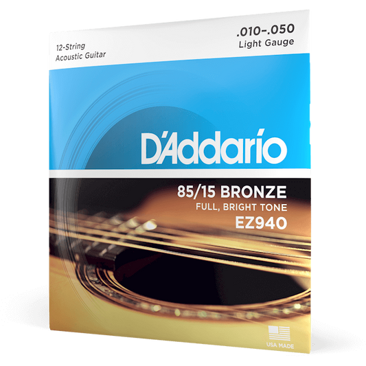 D'Addario 85/15 Bronze Acoustic Guitar Strings – 12 String – Light – 10-47