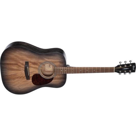 Cort Earth 60M All Mahogany Open Pore Transparent Black Burst Dreadnought Acoustic Guitar