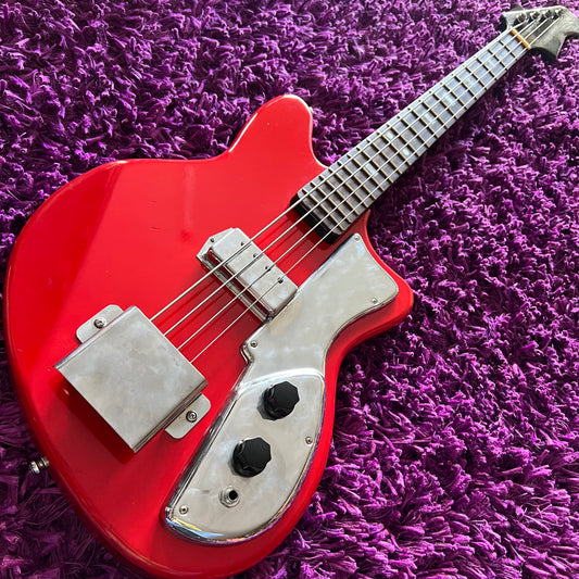 Late 1960s Guyatone EB-4 Short Scale Electric Bass Guitar (Red)