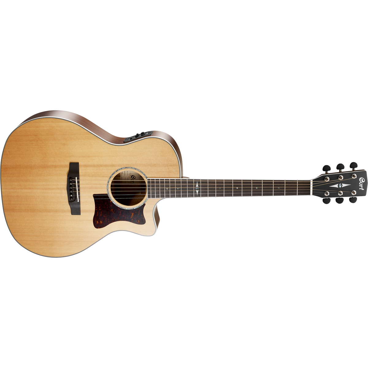 Cort GA5F-BW Grand Auditorium Cutaway Acoustic-Electric Guitar – Natural Satin