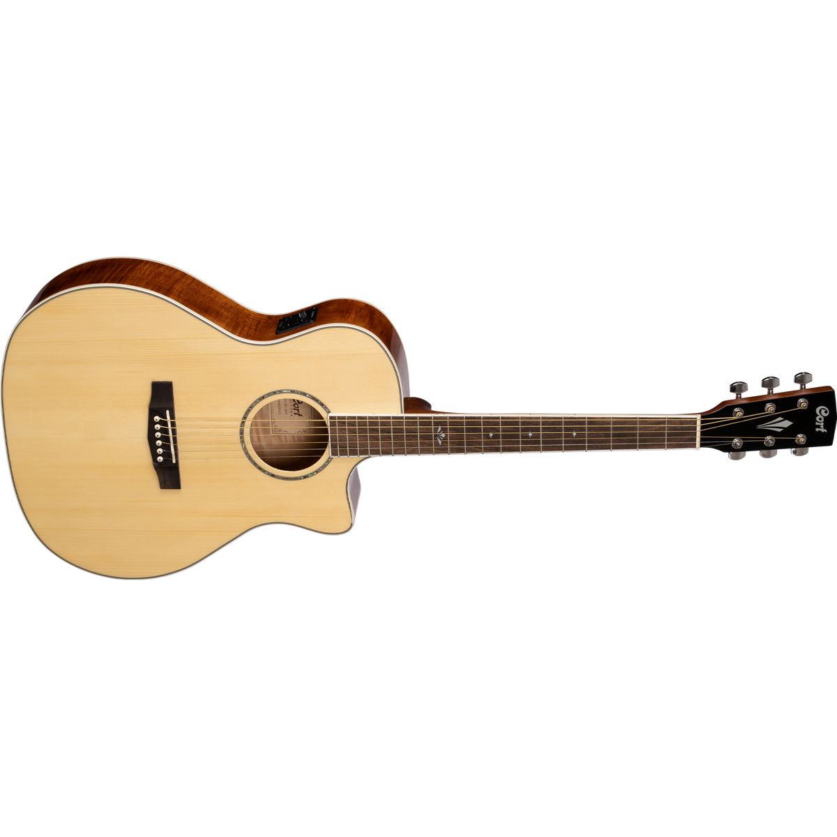 Cort GA-FF Flamed Maple Grand Auditorium Cutaway Acoustic-Electric Guitar – Natural