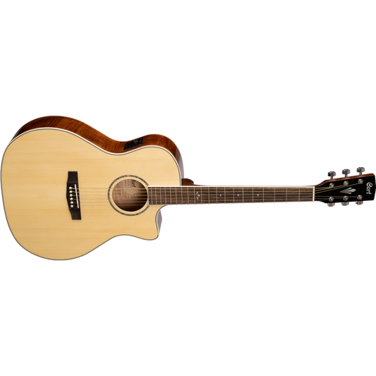 Cort GA-FF Flamed Maple Grand Auditorium Cutaway Acoustic-Electric Guitar – Natural
