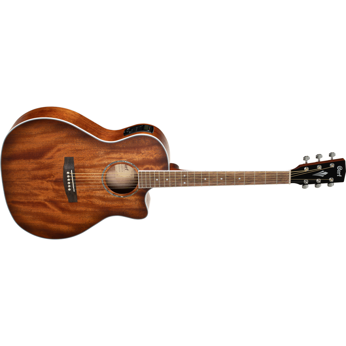 Cort GA-MEDX M All-Mahogany Grand Auditorium Cutaway Acoustic-Electric Guitar – Open-Pore Natural