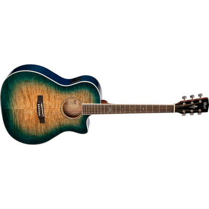Cort GA-QF Grand Auditorium Cutaway Acoustic-Electric Guitar – Coral Blue Burst
