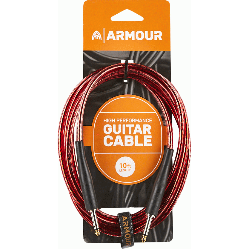 Armour GC10R Guitar 10 Foot Transparent Red Lead