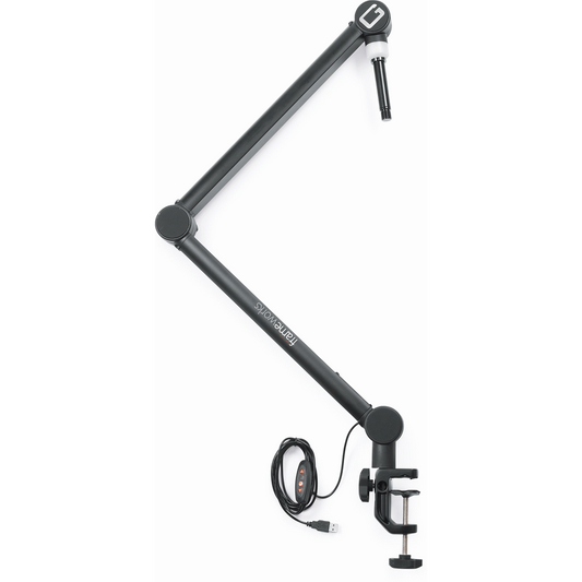 Gator GFWMICBCBM4000 Professional Desktop Broadcast/Podcast Microphone Boom Stand with On-Air Indicator Light