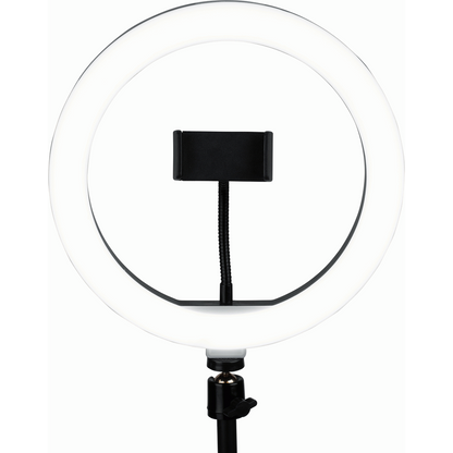 Gator GFWRINGLIGHTDSKTP 10-Inch LED Desktop Ring Light Stand with Phone Holder and Compact Weighted Base