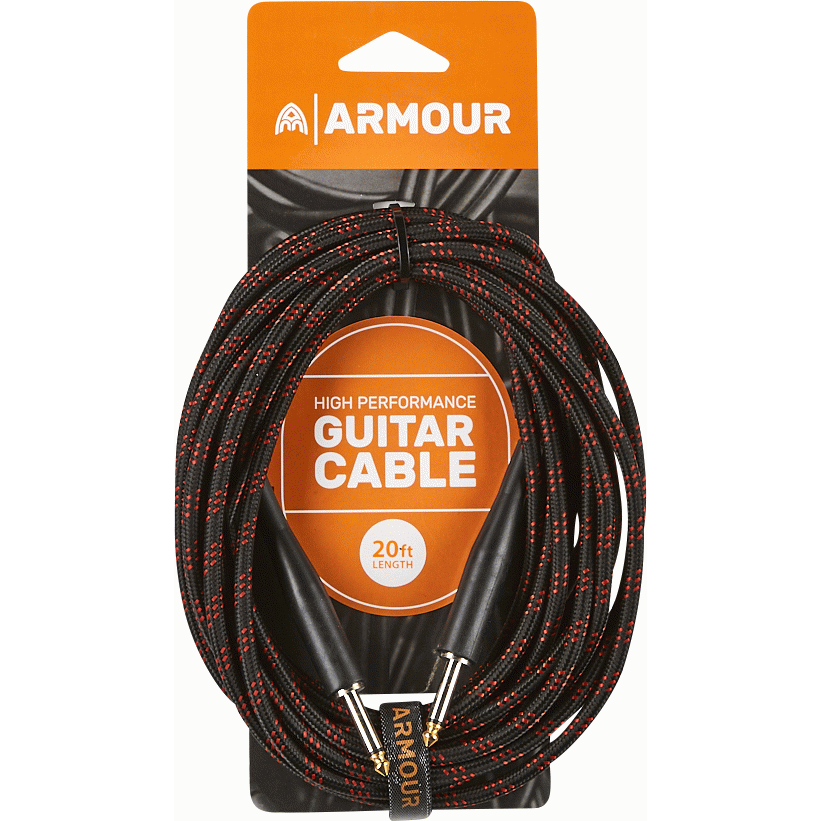 Armour GW20R Guitar 20 Foot Woven Red Stripe