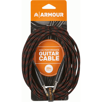 Armour GW20R Guitar 20 Foot Woven Red Stripe