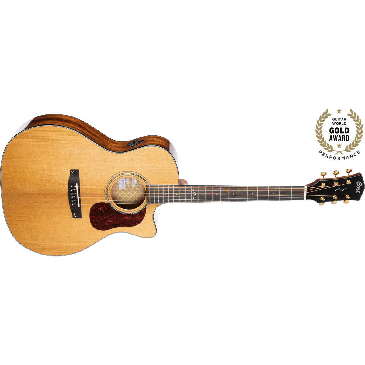 Cort Gold A6 Grand Auditorium Cutaway Acoustic-Electric Guitar – Natural