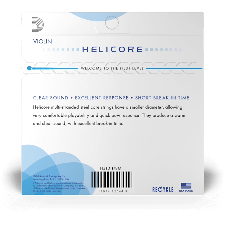 D'Addario Helicore Violin String Set – 1/8 Scale – Medium Tension